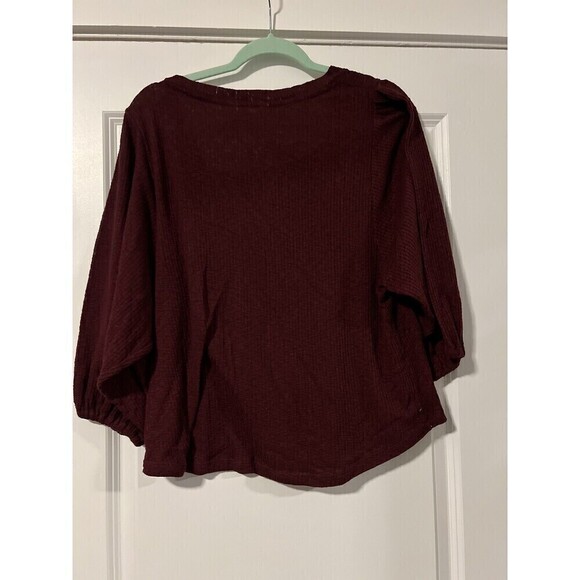 LC Lauren Conrad Sweater, Women's Size L, Burgundy, Pullover, Ruffle - Picture 2 of 4